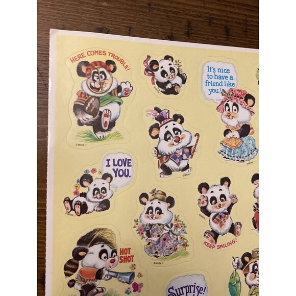 Vintage Mark 1 Panda Bear Sticker Sheet 1983 - Picture 2 of 6